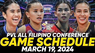 PVL GAME SCHEDULE FOR MARCH 19 2024  PVL ALL FILIPINO CONFERENCE 2024 pvllive pvlgameschedule [upl. by Novart]