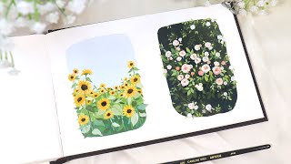 🌻 Easy Mini Gouache Painting Tutorial  Summer Flowers [upl. by Kono321]