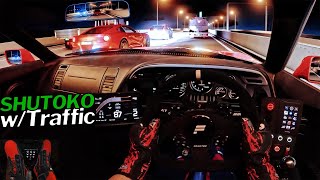 Assetto Corsa Shutoko  INSANE Driving in Traffic  Triple TVs  Fanatec CSL DD [upl. by Niatsirhc]