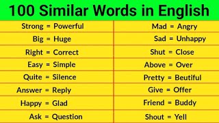 100 Similar Words  Similar Words in English  Similar Words 100  Synonyms Words [upl. by Yoj]