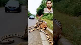 Ajgar ne Hiran ko Highway per jhagada animals wildlife nature youtubeshorts [upl. by Ardnaxila664]