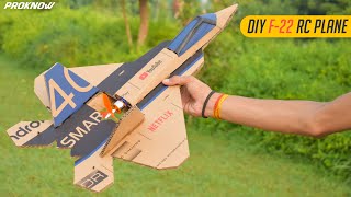 Making a RC Airplane using Cardboard  Homemade F22 Raptor [upl. by Tarton]