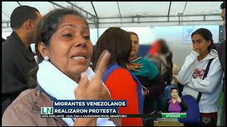 Migrantes venezolanos realizaron una protesta [upl. by Ynnob]