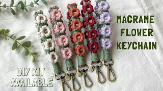 DIY  Macrame quotDaisyquot Flower Keychain  Wristlet Strap Tutorial  llaveros en macrame  마크라메 꽃 키링 [upl. by Anitra]