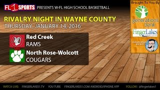 Red Creek Rams vs North RoseWolcott Cougars  Wayne County Basketball on FL1 Sports 11416 [upl. by Zigmund264]