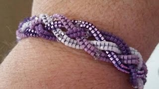 Tutorial 4 Strand Herringbone Braided Bracelet DIY Video 156 [upl. by Eph]