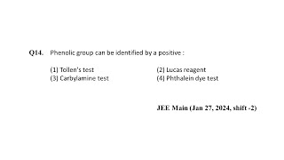 Q14 JEE Main Chemistry PYQ Jan 27 2024 Shift 2  Phthalein Dye Test  NEON JEE NEET [upl. by Fernald418]