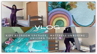 WATCH ME REDO MY DAUGHTERS ROOM 🦄 MINI MAKEOVER  TWIN Mattress unboxing the Girls Reaction [upl. by Latsirhc]