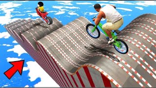 SHINCHAN AND FRANKLIN TRIED THE MULTI BUMPY ROADS PARKOUR CHALLENGE BY BICYCLE IN GTA 5 [upl. by Aohsoj]