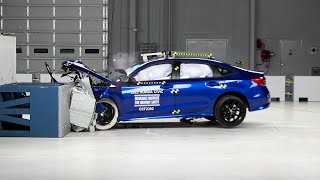 2022 Honda Civic sedan updated moderate overlap IIHS crash test [upl. by Apfelstadt]