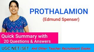 PROTHALAMION BY EDMUND SPENSER QUICK SUMMARY WITH 20 QUESTIONS AND ANSWERS FOR UGC NET ENGLISH [upl. by Himelman]