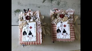 Vintage Nurse Themed Handmade Junk Journals  Flip Through of 2  Both are SOLD [upl. by Arahd]