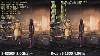 Intel i38350K 50Ghz vs AMD Ryzen 5 1600 40Ghz in 14 Tests AMD Radeon RX Vega 64 [upl. by Erasme]