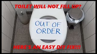 TOILET WILL NOT FILL UP WITH WATER HERE IS AN EASY DIY FIX diy easyfix [upl. by Ecahc]