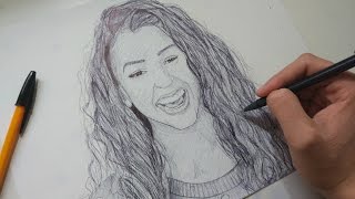 Liza Koshy Drawing with ballpoint pen [upl. by Sudnor343]