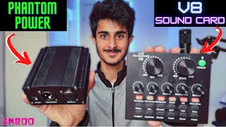 Phantom Power with V8 Sound card and BM800 Condenser Mic  HindiUrdu [upl. by Karolyn]