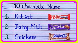 10 Chocolate Name in English  chocolate names  chocolate ki spelling  chocolate ke naam [upl. by Etnahs]