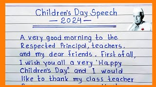 Childrens Day Speech 2024  Speech on childrens day in English  Short speech on childrens day [upl. by Eimac147]