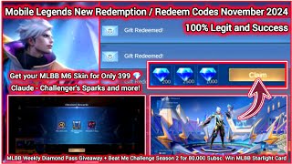 Mobile Legends Redeem Codes November 19 2024  Where to get MLBB Redeem Codes  get Claude M6 Skin [upl. by Grimaud203]