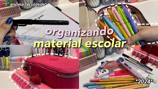 ORGANIZANDO MEU MATERIAL ESCOLAR 2024  Para a faculdade ✨💗 [upl. by Enneibaf13]