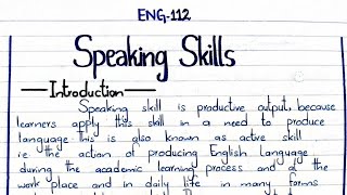 Speaking Skills  Techniques  Types ENG112 2ndsemester punjabuniversity pu [upl. by Caras]