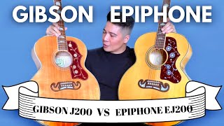 Gibson J200 vs Epiphone EJ200  Expensive vs Cheap  Sound Comparison [upl. by Essila]