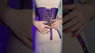 Custom purple corset with golden fanlacing customclothing 9inches [upl. by Yentrac344]