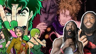 WHAT IS THIS SHOW First Time Reaction to JOJOs BIZARRE ADVENTURE Openings 112 [upl. by Leval331]