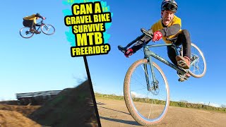 CAN A CARBON GRAVEL BIKE SURVIVE BIG MTB FREERIDE JUMPS [upl. by Aekahs]