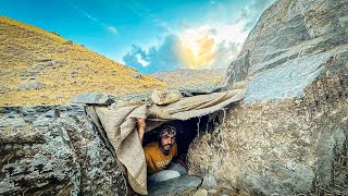 Construction of a wonderful shelter for survival in the mountains Warm shelter with fireplace [upl. by Nnaear315]