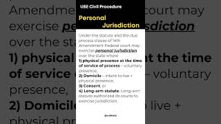 Bar Exam Civil  Personal Jurisdiction barexamprep [upl. by Hollington]