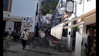 MIJAS PUEBLO WALKABOUT  SHOPS RESTAURANTS MEMORIES AND DODGY LIFTS [upl. by Nocam]