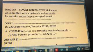 CPT RVA262102L1 anterior colporrhaphy [upl. by Bellis]