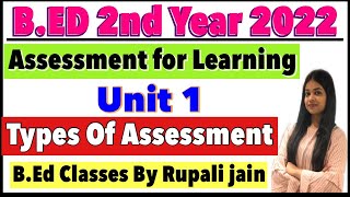 BED 2nd Year Classes  Assessment for Learning  Unit 1  MDU Latest Exam News  By Rupali Jain [upl. by Feltie655]