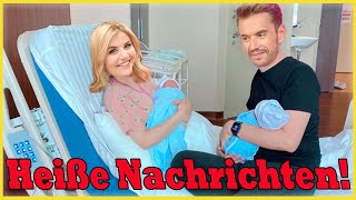 Beatrice Egli und Florian Silbereisen halten glücklich ein Bild ihres ersten Kindes in der Hand [upl. by Inalem]