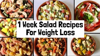 7 Healthy amp Easy Salad Recipes For Weight Loss  1 week Veg Lunch amp Dinner Ideas to Lose Weight [upl. by Cowles]