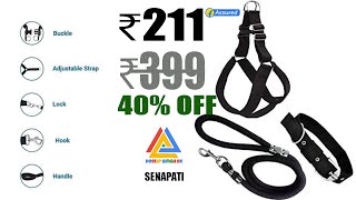 SENAPATI Combo Dog Harness Belts Neck Collar and Rope Set Waterproof Medium Leash Dog Collar amp Lea [upl. by Kironde]