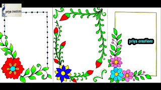 flower border designs  flower drawing easy  border designs for project  project designs  flowers [upl. by Llehsal]