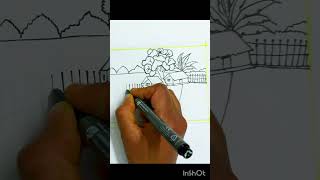 Easy scenery drawing😍art drawing shorts [upl. by Enylekcaj]