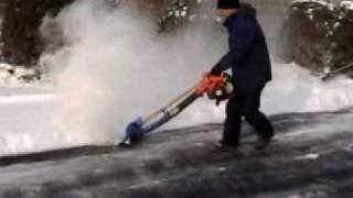 Snow Blowing with Air Jet Shovel Leaf Blower Snow Removal [upl. by Ahsian]