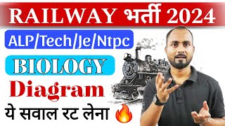 Railway Exam 2024  Biology Diagram के ये सवाल रट के जाना 🔥  Railway Science  RRB Biology RLY SPL [upl. by Merth]