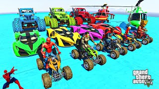 GTA V Spiderman Mega Ramp Stunt Car Racing Compilation on Super Cars Off Road Jeeps Boats [upl. by Seif503]