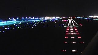 Windy Night Landing  Cockpit 737 FullHD [upl. by Ordisi]