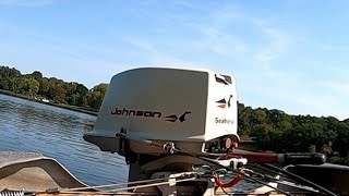 1965 Johnson 18hp Outboard Motor Lake Test on the Aerocraft P12 [upl. by Leif]