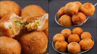 CRISPY BREAD BALL RECIPE  EASY POTATO SNACKS RECIPE  POTATO CHEESE BREAD BALL  BREAD SNACKS [upl. by Murat]