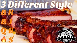 3 DIFFERENT STYLE BBQ RIBS DONE ON THE PIT BOSS PELLET SMOKERHOW TO COOK BBQ RIBS USING 321 METHOD [upl. by Medarda]