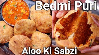 Crispy Stuffed Bedmi Poori amp Aloo Ki Sabzi  Breakfast Combo Meal  Delhis Famous Urad Dal Poori [upl. by Junius]