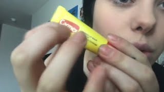 ASMR UP CLOSE Applying Carmex Mouth Sounds Gum Chewing amp Whispering [upl. by Noelani]