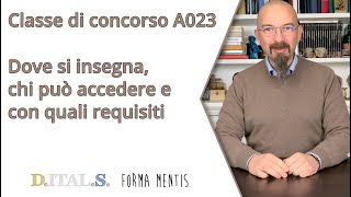 Classe di concorso A023 dove si insegna chi può accedere e con quali requisiti [upl. by Selden]