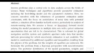 Outlier insensitive Bayesian inference for linear inverse problems OutIBI with applications to space [upl. by Nabila]